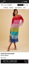SHOW ME YOUR MUMU Maxi Dress Crochet Multicolor Long Sleeve Striped M Cover-Up
