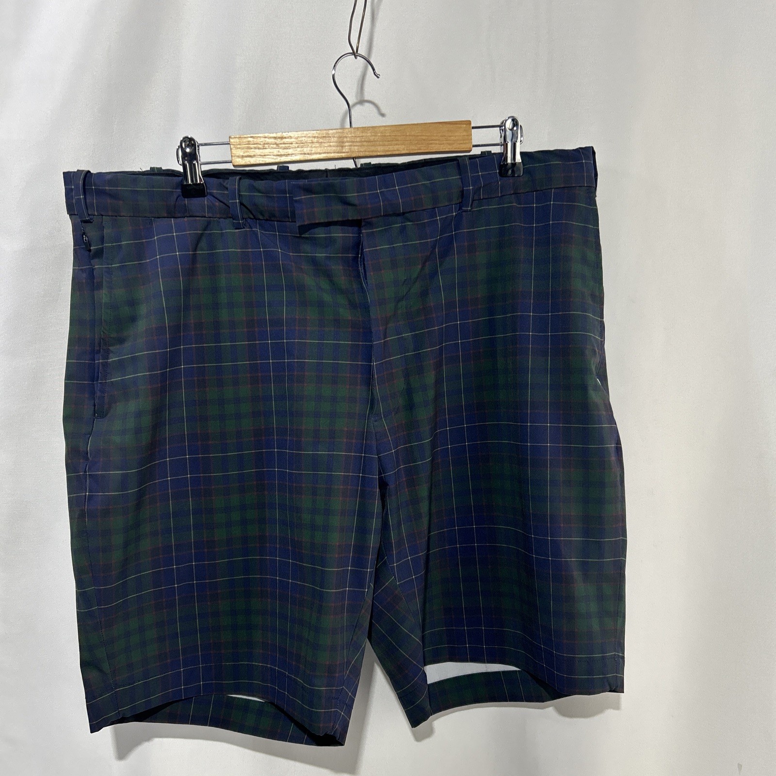 Ralph Lauren RLX Shorts Mens 40 Blue Green Tailored Fit Plaid Stretch Golf Chino