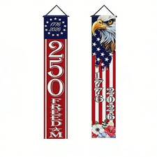 250 Anniversary Hanging Banner Door Sign America 1776-2026 Patriotic Porch Signs