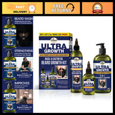 Men's Beard Care Gift Set - 2-in-1 Shampoo & Conditioner, Growth Oil, Travel Siz