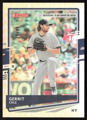 2020 Donruss Season Stat Line #/89 Gerrit Cole #115 New York Yankees