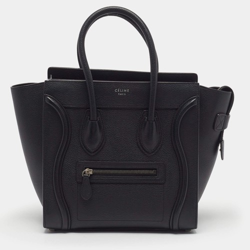 Celine Luggage Micro Black Leather Tote