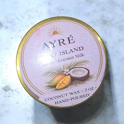 AYRÉ Scented Candle Mango Coconut Milk Coconut Wax Pink Gold Hand-Poured 2 oz