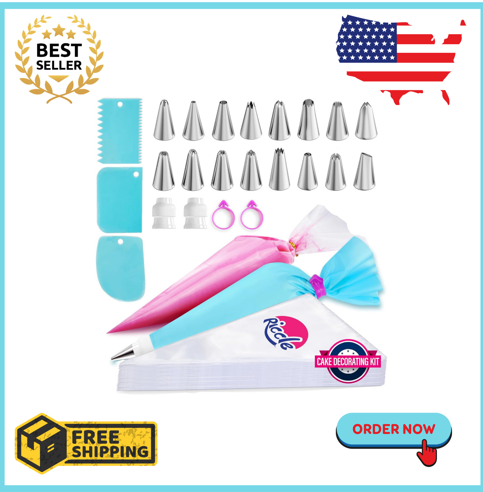 Piping Bags and Tips Set, 100Pcs 12 Inch Pastry Bags, Icing Bags Disposable.....