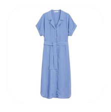 Mango size 6 blue/white striped midi shirt dress 