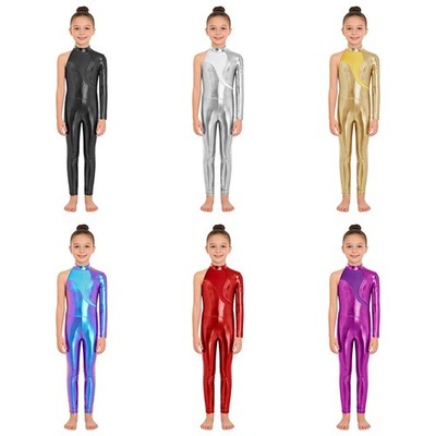 Kids Girls Dancewear Practice Bodysuit Ballet Jumpsuit Back