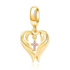 Angel Wing Dangle Charm Jun Birthstone Corss Bead Compatible with Bracelet Women