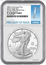 2025 P Silver Eagle Marine Corp 250th Anniversary Privy NGC PF70 FDOI presale