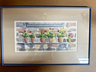Original Interior Room Watercolor Painting Impressionism Geraniums in Pots. — photo 1
