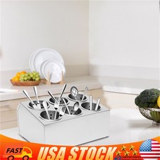 Flatware Holder Commercial Stainless Steel Cylinder Flatware Restaurant 6-Holes