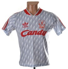 LIVERPOOL ENGLAND 1989/1991 AWAY FOOTBALL SHIRT ADIDAS SIZE M BOYS