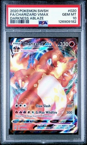 POKEMON CHARIZARD VMAX 2020 SWORD & SHIELD DARKNESS ABLAZE #020 FA PSA 10