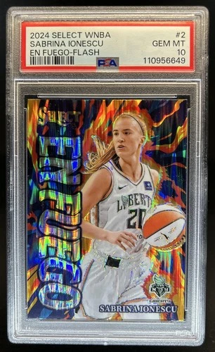 2024 Panini Select WNBA Sabrina Ionescu En Fuego Flash Prizm #2 Liberty PSA 10