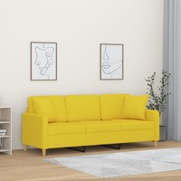 3-Sitzer-Sofa Mit Zierkissen Hellgelb 180 Cm Stoff