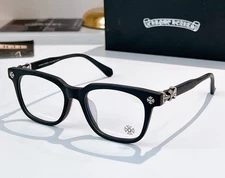 Luxury Chrome Hearts Black Cat Eye Glasses Gold/Silver Cross Decor Frame
