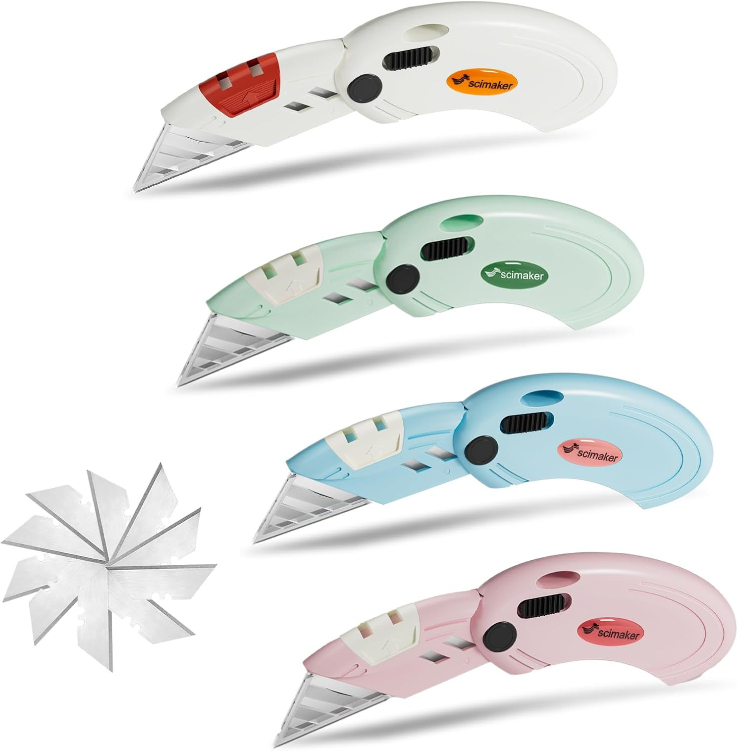 Set Lightweight 4- Piece Folding Razor Knives For Cart
