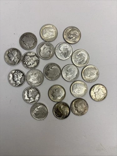 Lot Of 20-90% Silver Dimes. Roosevelt,Mercury, And Barber Various Dates/Mints.