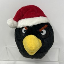 Angry Birds Black Bomb Bird Santa Hat Plush 2011 Commonwealth Christmas 5  Toy