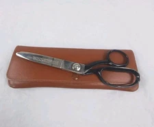Vintage 1950s Wiss Industrial Scissors Pinking shears with Leather Case NICE