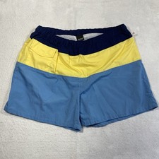 Vintage 80s Jantzen Shorts Mens 36 Yellow  Blue Swim Trunks Lined Made In USA