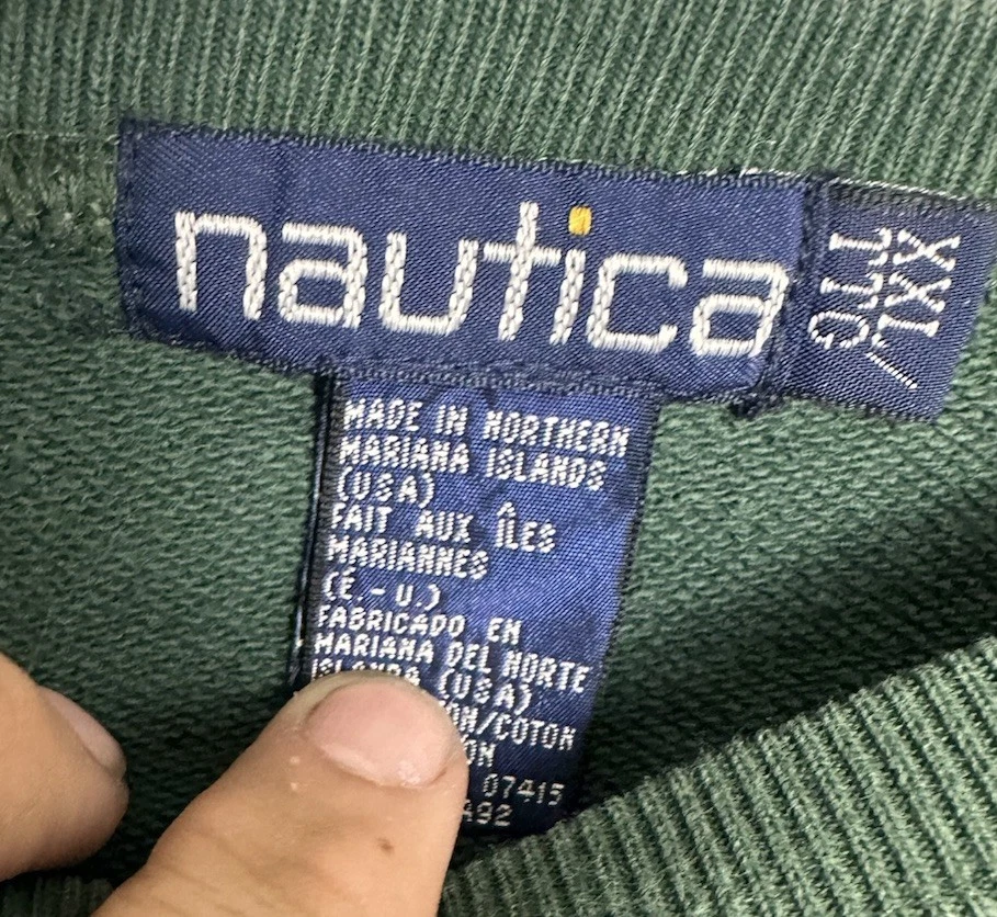 Vintage 90’s Nautica Men’s Green Crewneck Sweatshirt Size 2XL - Image 4 of 4