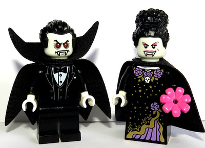 Lego Vampir Braut & Dracula Minifigur Halloween Monster Hochzeit rosa Blume