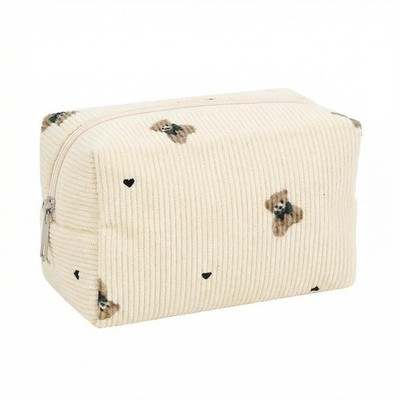 houlishu Corduroy women's cosmetic bags, bags with soft Beige