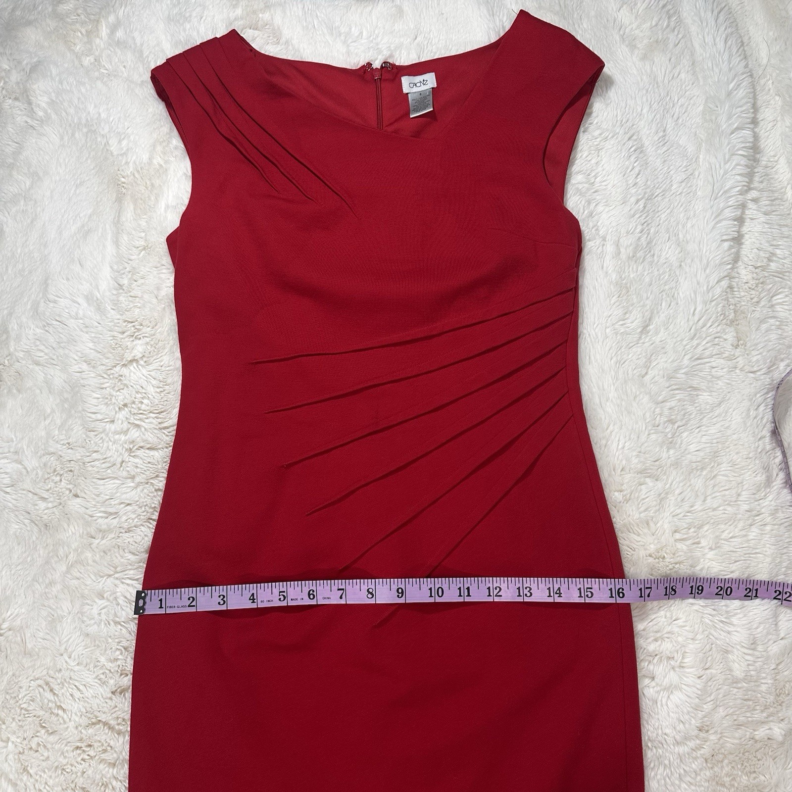 Cache Vintage Solid Red Asymmetrical Neckline Coc… - image 6