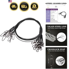 Fishing Leader Kit Heavy Saltwater Line Wire Swivel Snap 20pcs 20inch 120lb