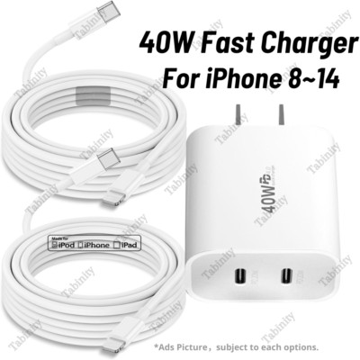 40W Power Adapter Block USB C Type C Fast Charger For iPhone 14 13 12 11 XR X 8