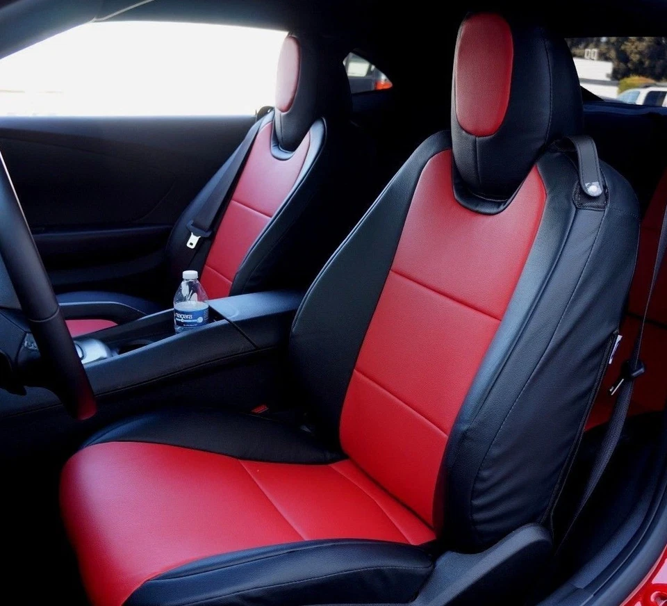 for CHEVY CAMARO 1979-2015 IGGEE S.LEATHER CUSTOM FIT 2 FRONT SEAT COVERS PAIR - Image 2 of 4