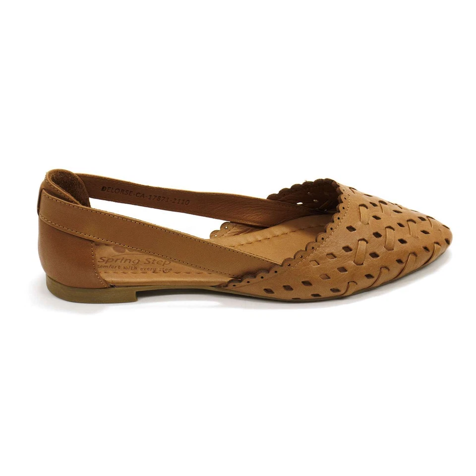 Women Spring Step Delorse Camel Brown Leather D'Orsay Flats - Image 2 of 4
