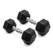 CAP Barbell, 15lb Coated Rubber Hex Dumbbell, Pair NEW FREE SHIPPING
