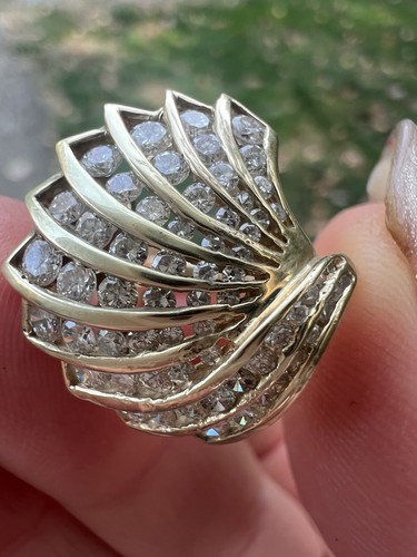 2TCW! Vintage DIAMOND shell ring 14k gold intricate sophisticated ...
