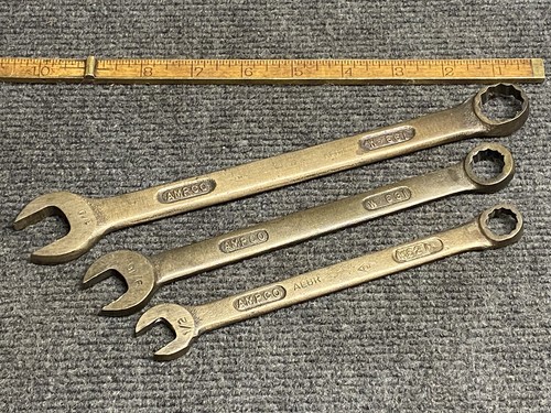 Ampco Non Sparking Aluminum Bronze Combination Wrench Set (3) 1/2, 9/16, 3/4” - Picture 1 of 6