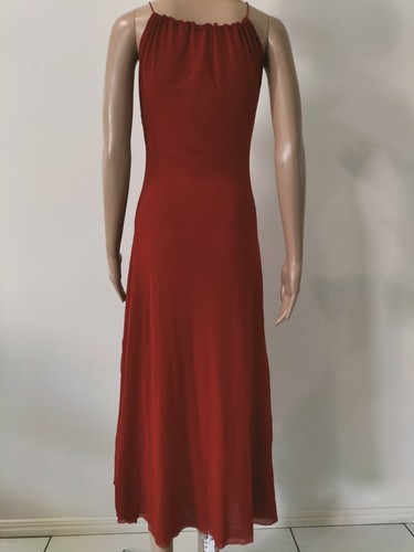 FUZZI Size M Medium Maroon Dress Sheer Halter Neck - Picture 4 of 11