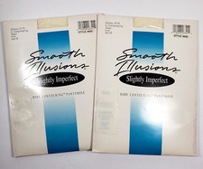 Hanes Smooth Illusions Contouring Pantyhose Lot Of 2, 1995  635 Size EF, Ivory