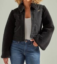 Women’s Wrangler Retro Denim Contrast Sleeve Black Jacket Xxl