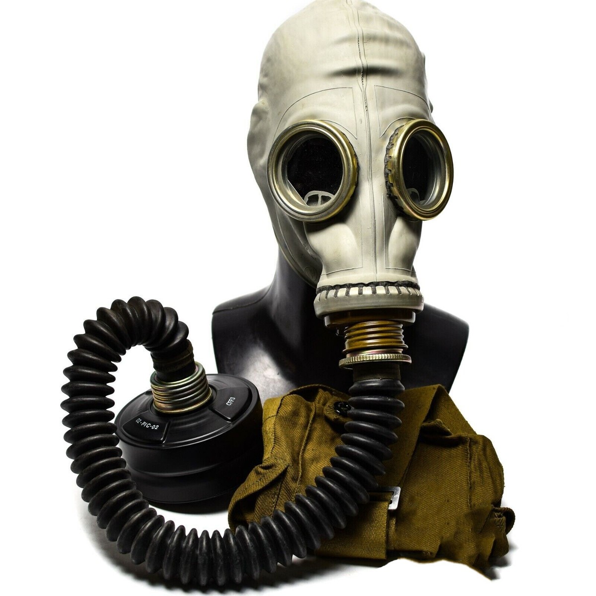 Soviet Russian military Gas mask GP-5 with hose. grey rubber NATO