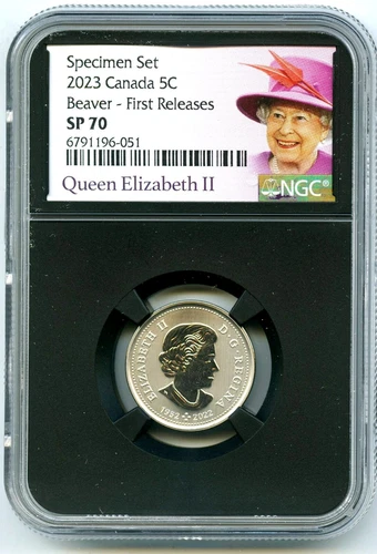 2023 CANADA 5 CENT NGC SP70 QUEEN ELIZABETH NICKEL FIRST RELEASES LAST YEAR
