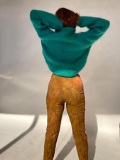 1990s Pants Brocade Floral High Waist Pin Up M