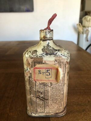 Ancienne Poire à Poudre En Peau Avec Bidon De Plomb – Objet De Collection Historique