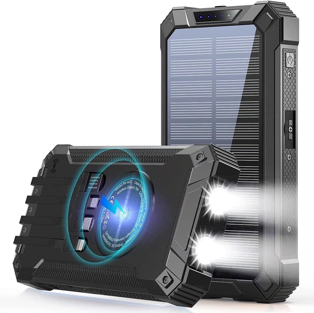 36000mAh Power Bank with Wireless Charging and 4 Cables for Phones