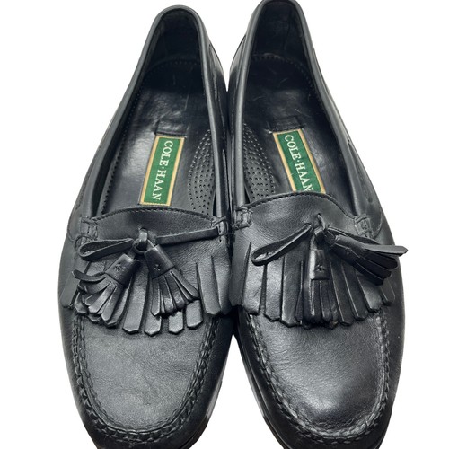 Cole Haan Kiltie Loafers Mens Shoes Black Tassel Slip On Ellsworth USA SZ 11.5 D