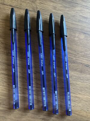 BIC Cristal Soft Schwarz Mittel Kugelschreiber SCHWARZE TINTE (PKT 5 STIFTE) BIC REF: 918518