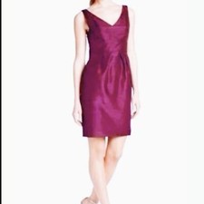 Jenny Yoo Collection Cadie Plum Purple Shantung SashWaist Tie Cocktail Dress 24