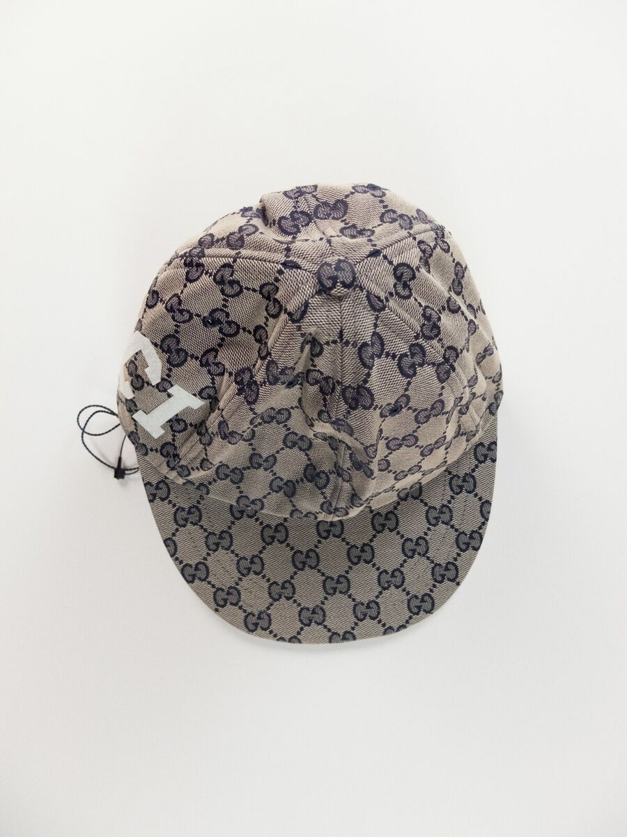 GUCCI gray supreme GG Web logo canvas baseball cap Size 58 GUCCI gray supreme GG Web logo canvas baseball cap Size 58