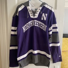 Vintage Looking Champion NorthWestern University Mens Hockey Style Hoodie Size M
