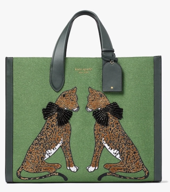 KATE SPADE MANHATTAN LADY LEOPARD LARGE TOTE:NWT LEOPARD MOTIF