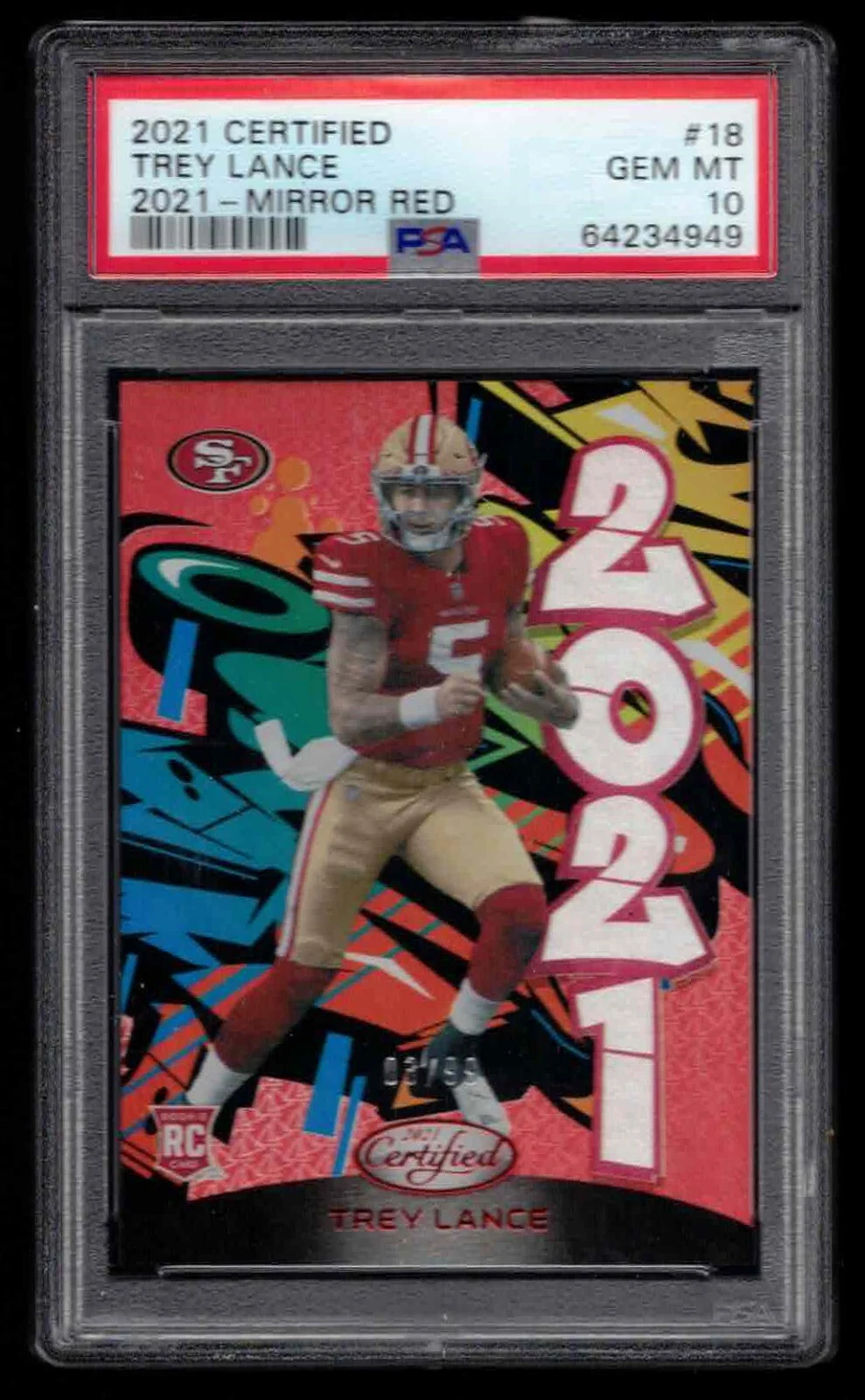 Trey Lance Panini Certified 2021 #18 Mirror Red